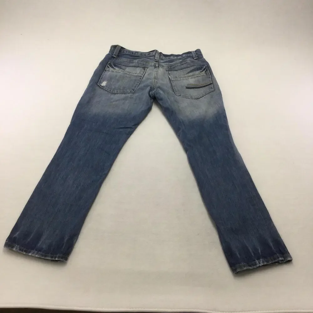 American Rag MAG1 561 Jeans Mens 32x30 Blue Wash Slim Straight Denim Distressed